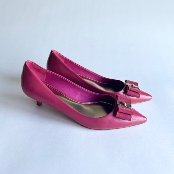 Coach Pink Patent Leather Bow Point Toe Heels size 7.5 - Picture 1 of 12